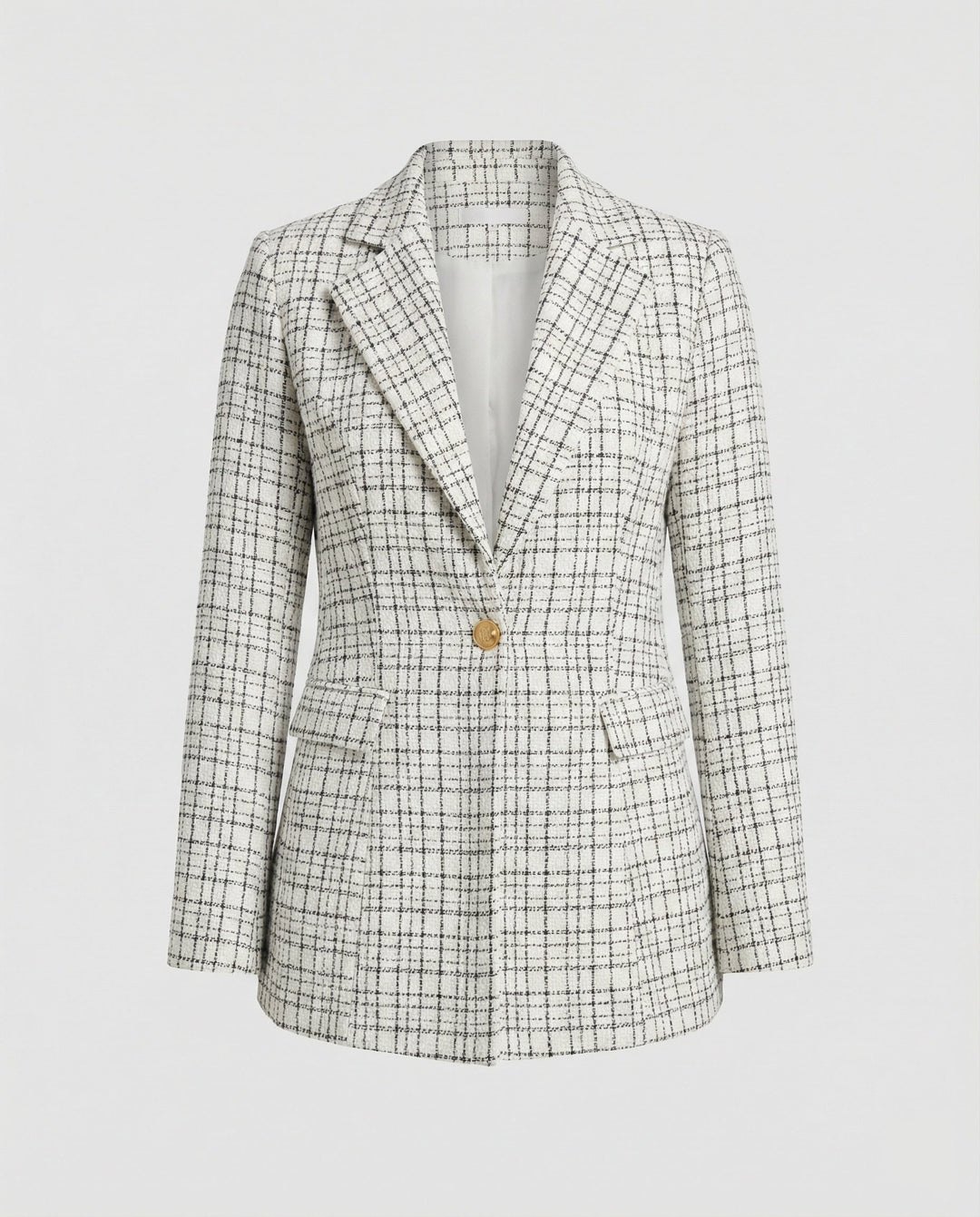 Magda-Verna | Women's Houndstooth Tailored Single-Button Blazer