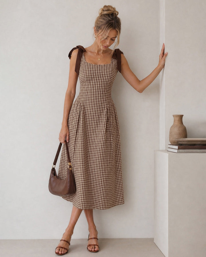 Lottie | Women's Plaid Sheath Midi Dress