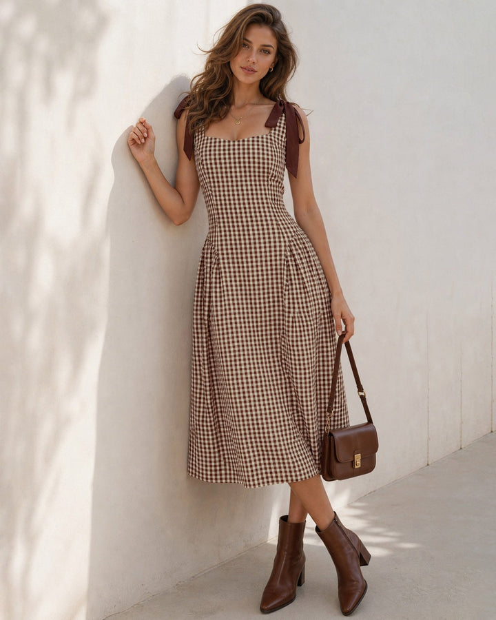 Lottie | Women's Plaid Sheath Midi Dress