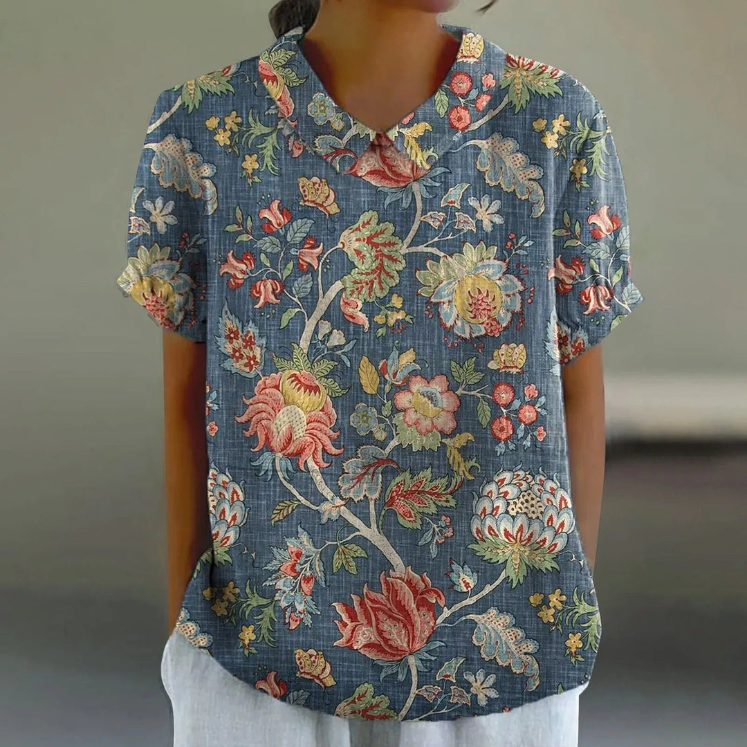 Saskia | Women's Chinoiserie Floral Print Blouse