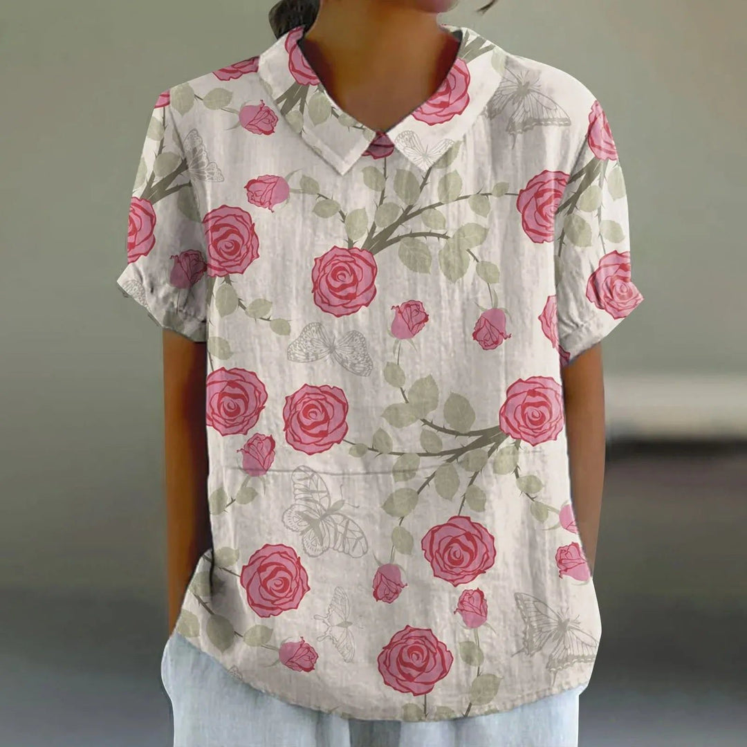 Bea | Women's Rose & Butterfly Print Blouse