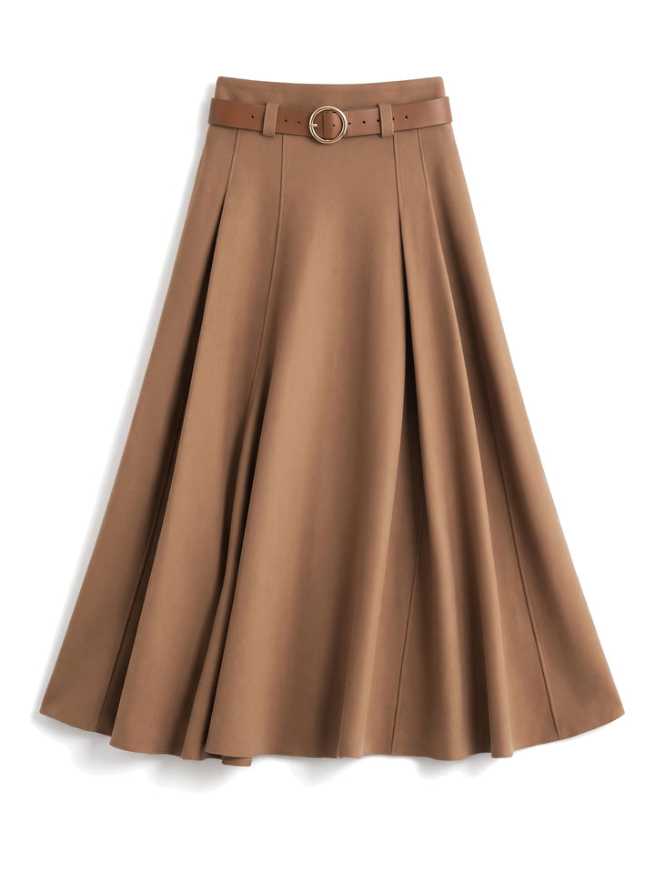 Nella-Madeline | Women's Pleated High-Waisted A-Line Midi Skirt