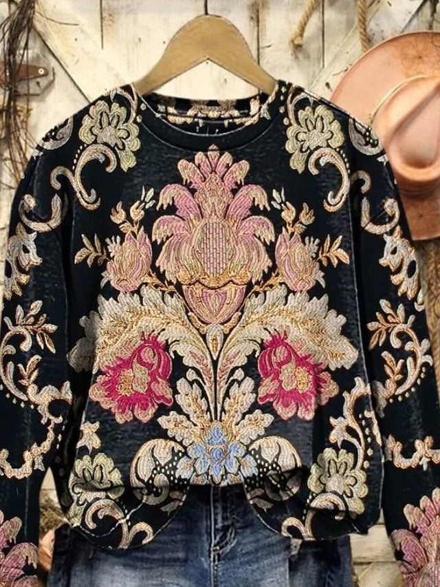 Beatrix | Women's Floral Geometric Pullover Sweatshirt