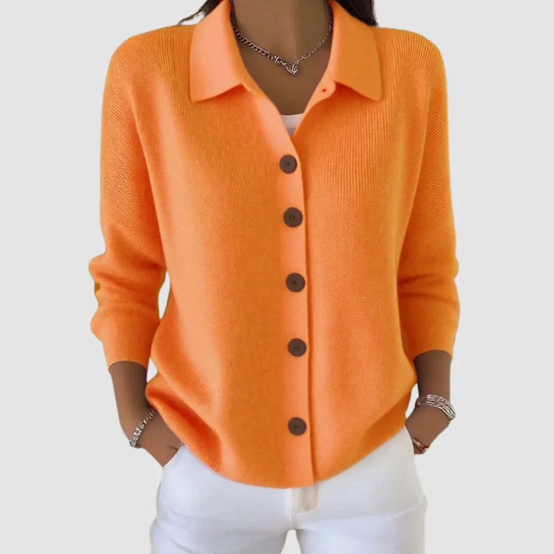 Women's Cardigan Sweater | Collared Button Front Knit