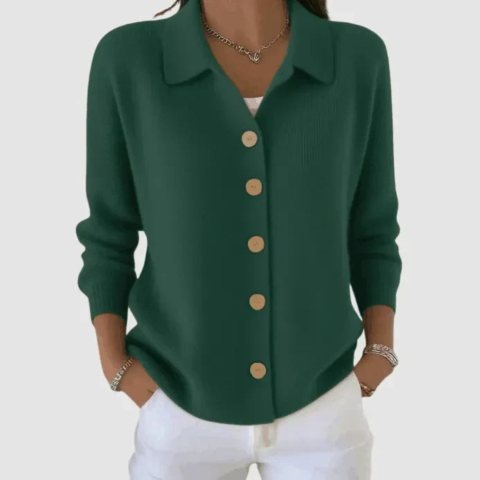 Women's Cardigan Sweater | Collared Button Front Knit
