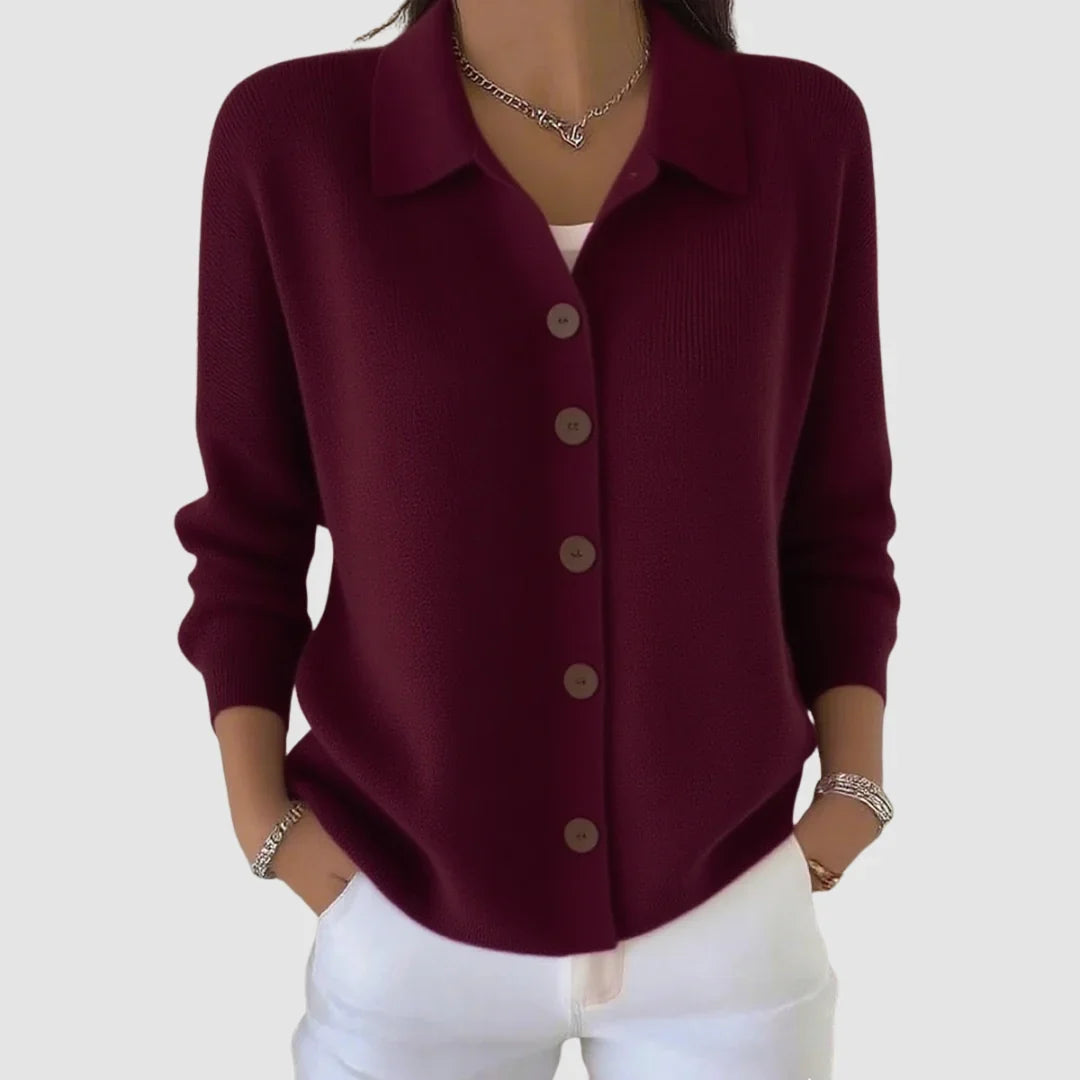 Women's Cardigan Sweater | Collared Button Front Knit