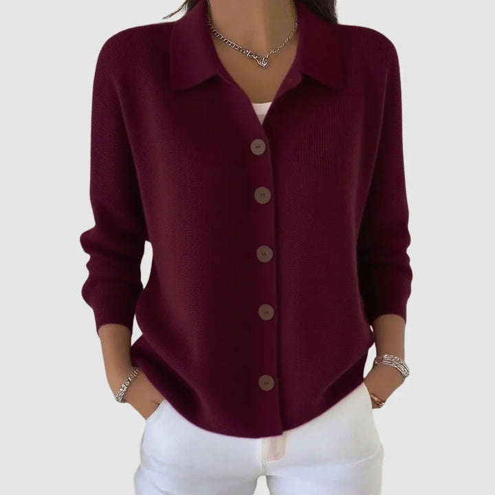 Women's Cardigan Sweater | Collared Button Front Knit
