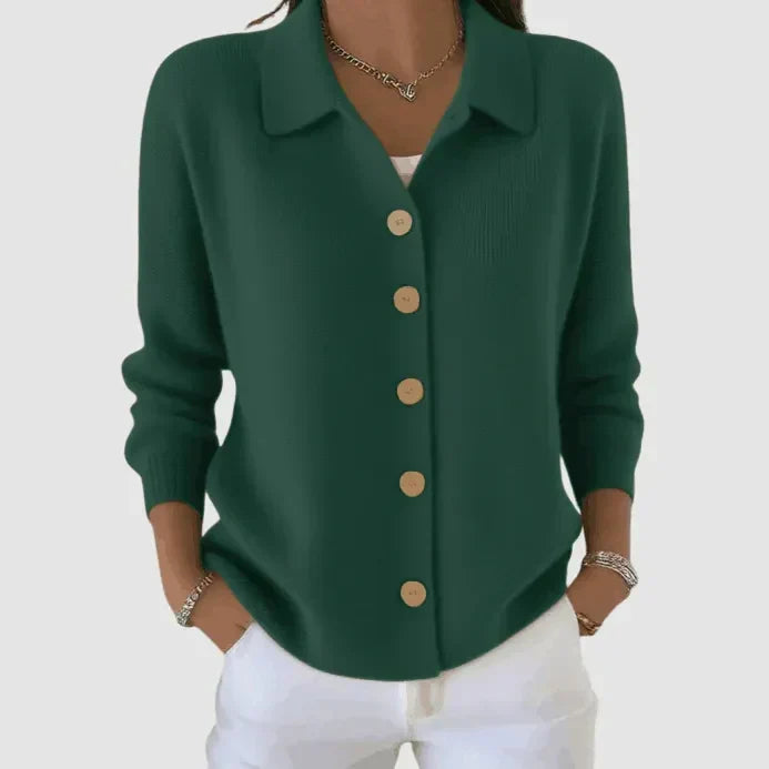 Women's Cardigan Sweater | Collared Button Front Knit