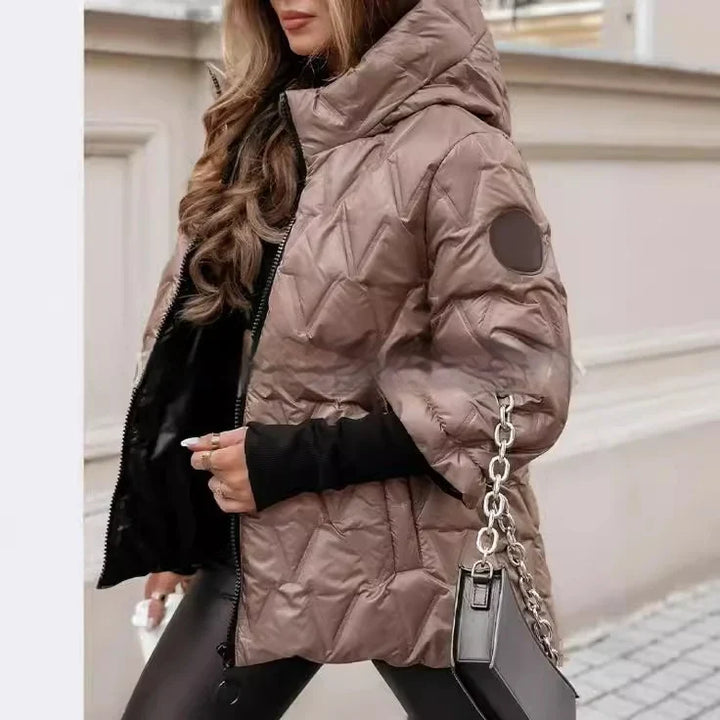 Women's Puffer Jacket | Quilted Hooded Zip Front