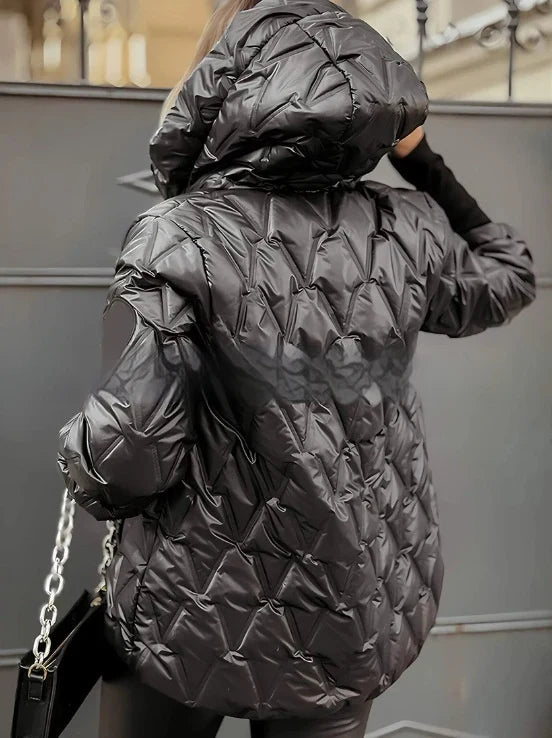Women's Puffer Jacket | Quilted Hooded Zip Front