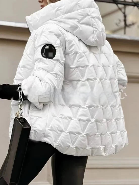 Women's Puffer Jacket | Quilted Hooded Zip Front