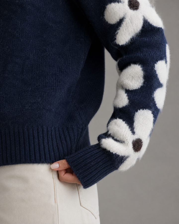 Greta | Floral Sleeve Knit Sweater