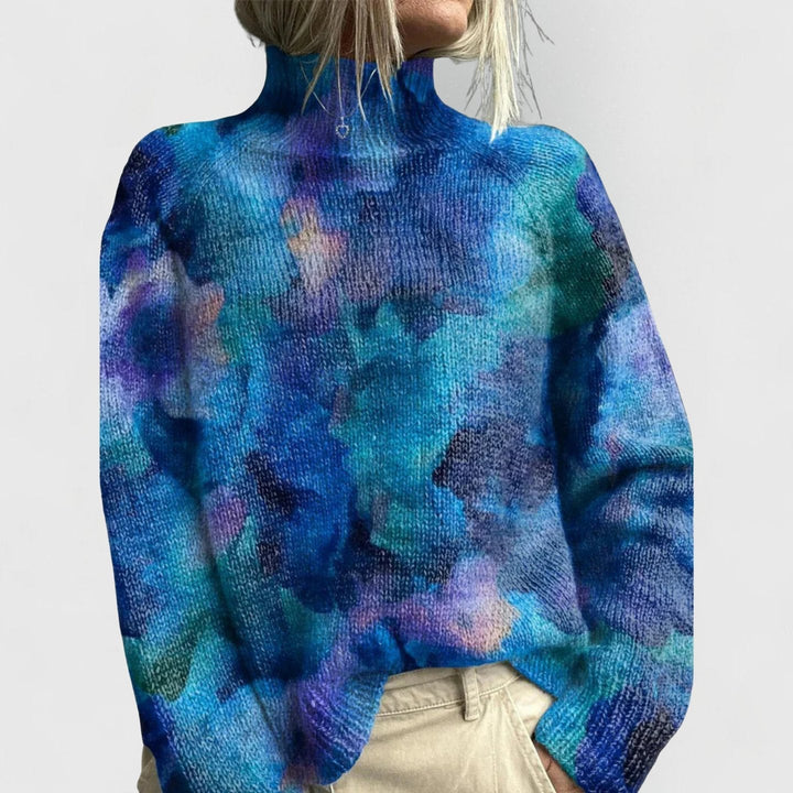 Elodie | Women's Relaxed Fit Floral Print Knit Turtleneck Sweater